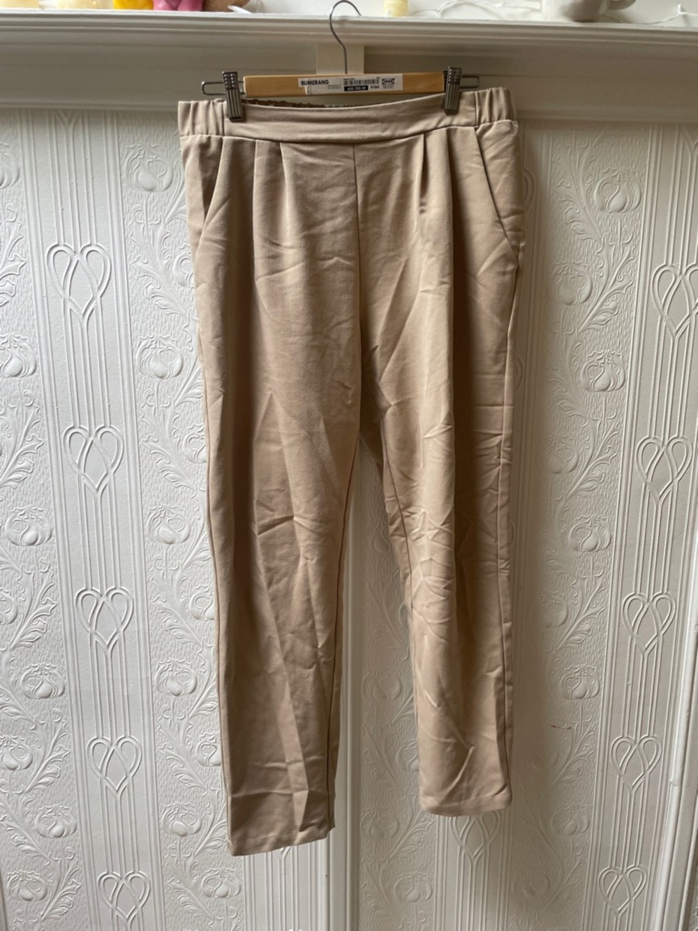 Minimum beige elastic-waist pants